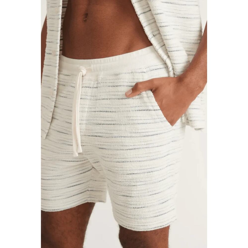 Marine Layer Cam Jacquard Shorts Cream Stripe 6" , Large
